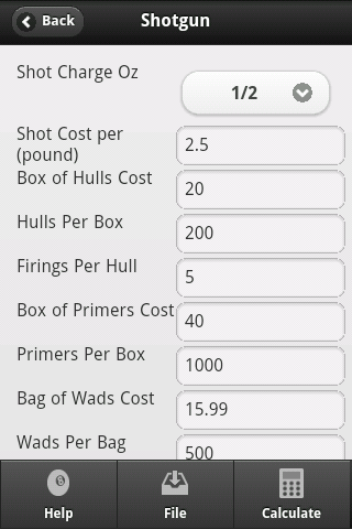 Handloader Calculations Screen 3