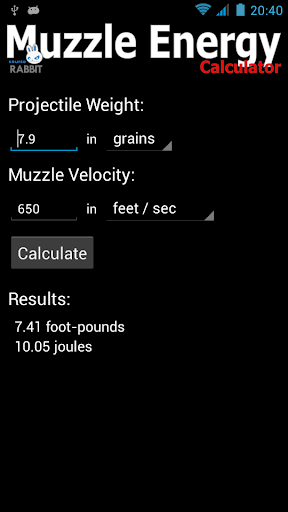 Muzzle Energy Calculator