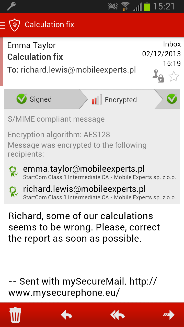 my Secure Exchange ActiveSync Screen 3