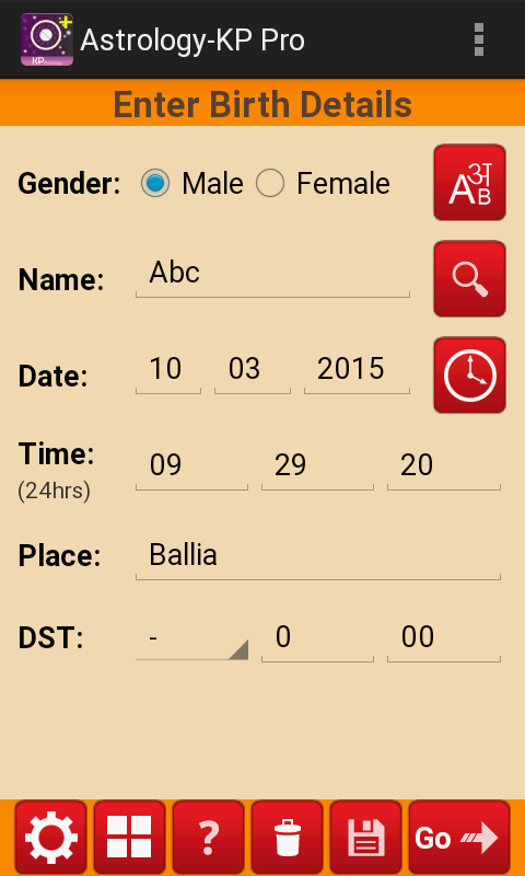Astrology - KP Pro Screen 2