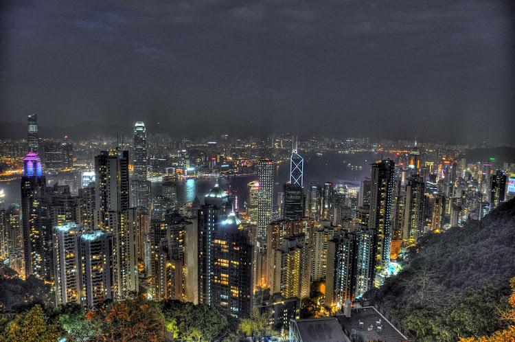 Hong Kong as seen from Victoria Peak at night. 