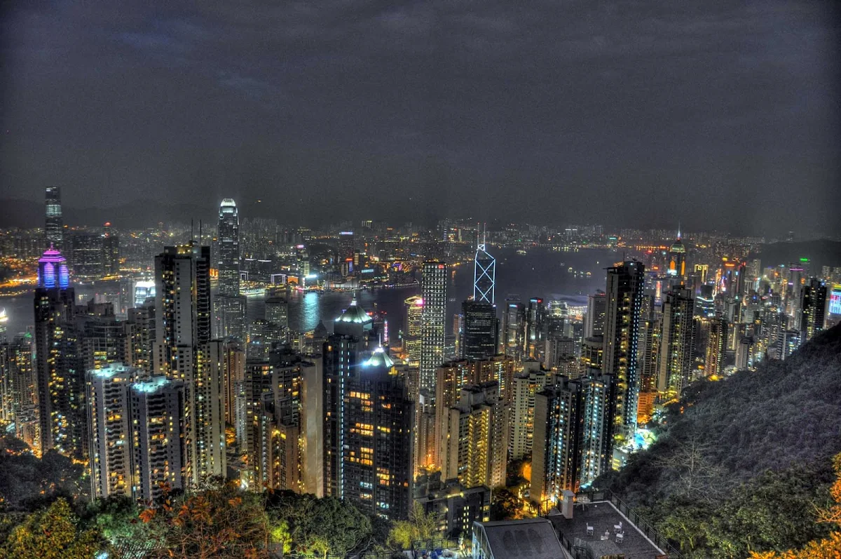 Hong-Kong-Victoria-Peak - Hong Kong as seen from Victoria Peak at night. 