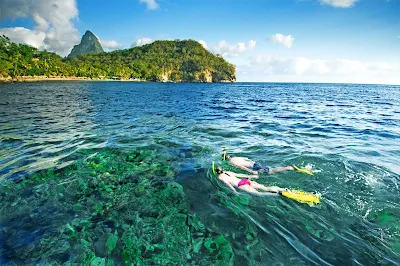 Snorkeling near Anse Chastanet on St. Lucia.