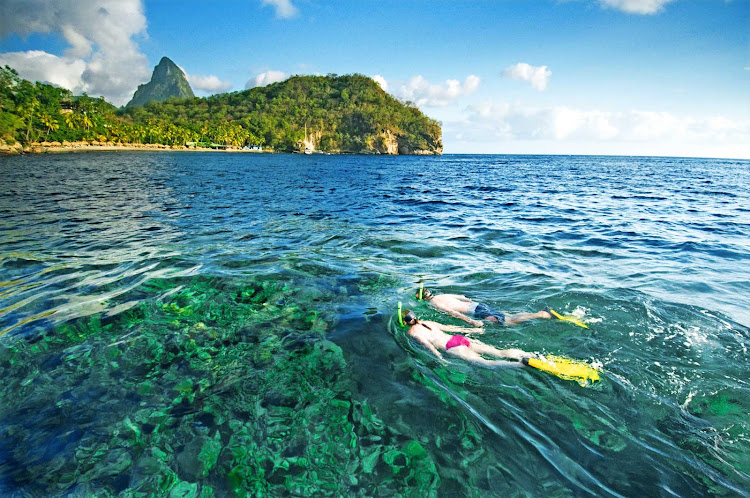 Snorkeling near Anse Chastanet on St. Lucia.