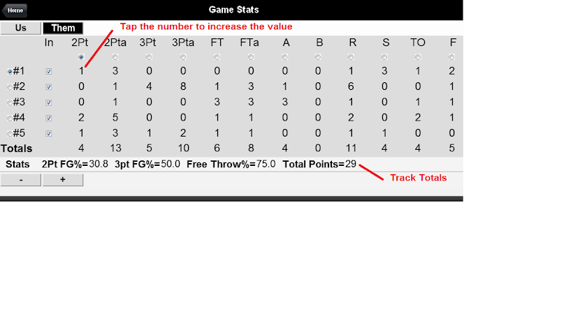 Team Basketball Stats Tracker Screen 2
