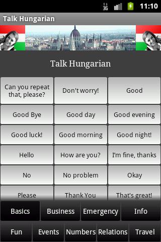 Android application Talk Hungarian screenshort