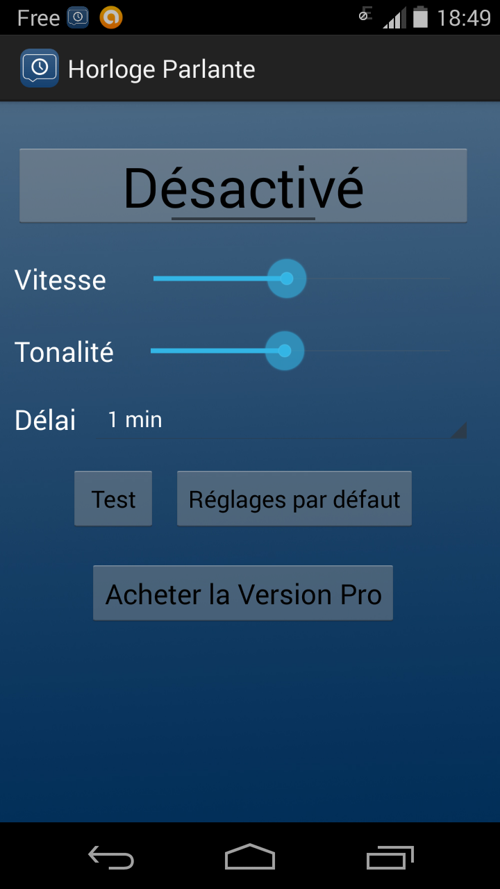 Android application Talking Clock PRO screenshort