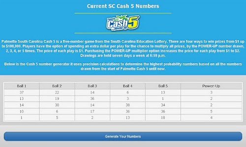 Android application SC Cash 5 Lottery Generator screenshort