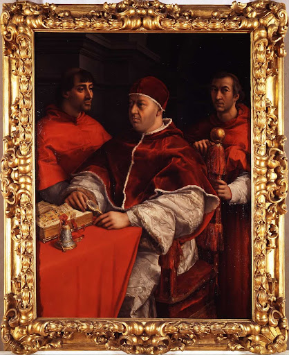Portrait of Pope Leo X withCardinals Giulio de' Medici andLuigi de' Rossi