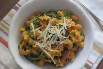 Creamy Roasted Butternut Squash, Bacon, & Kale Pasta
