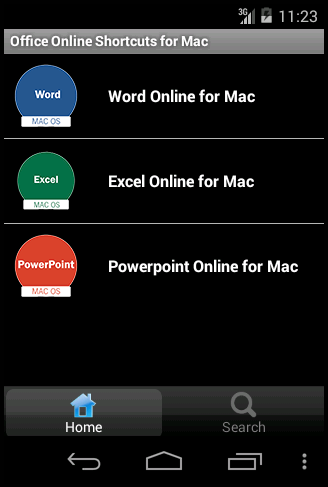 Shortcut office 365 MacOS Lite