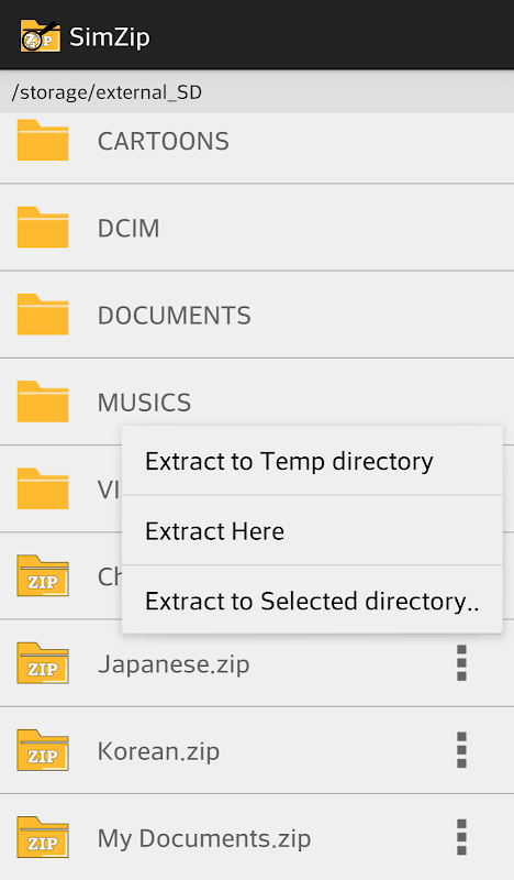 Extract directory. Extract directory