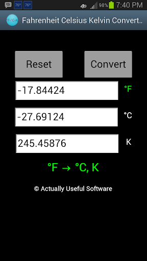 Fahrenheit Celsius Kelvin Conv