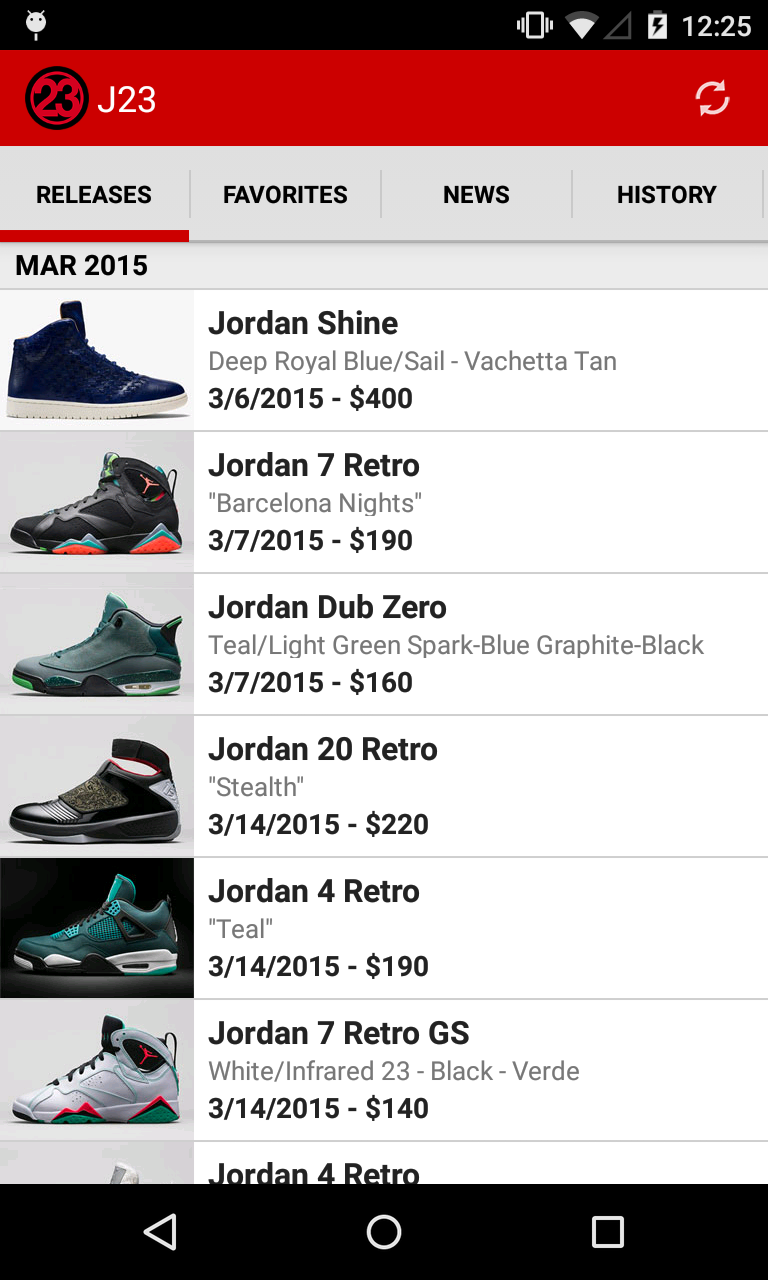 Android application J23 - Jordan Release Dates & Restocks screenshort