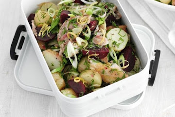 Mackerel & potato salad with lemon caraway dressing
