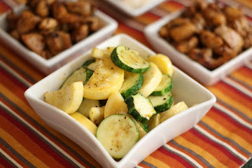 Sauteed Spiced Zucchini with Chicken Bits