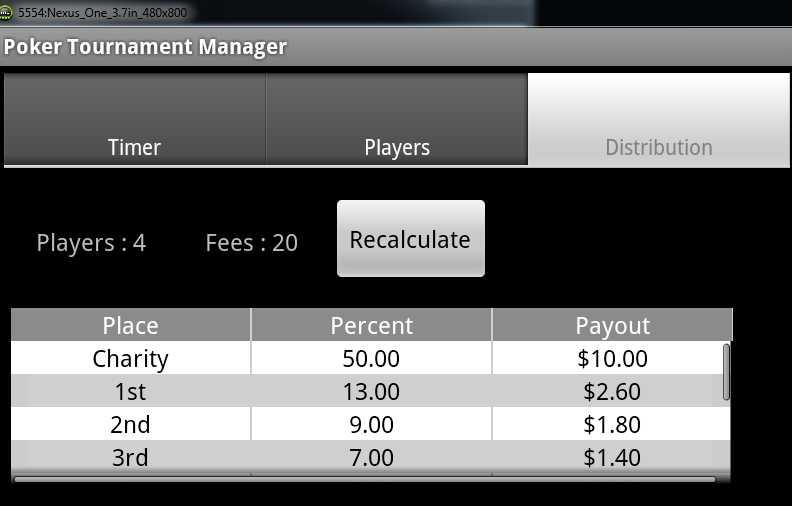 Droid Poker Tournament Manager Screen 3