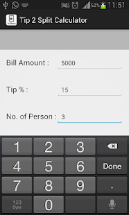 Tip & Bill 2 Split Calculator Screenshots 0