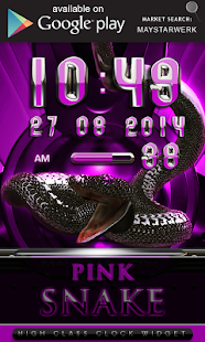 pink snake clock widget - náhled