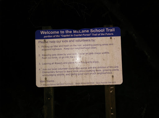 McClane School Trail Welcome Sign And Trail Head