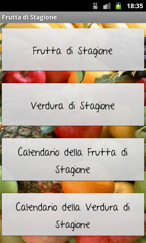 Android application Fruits by the Season screenshort
