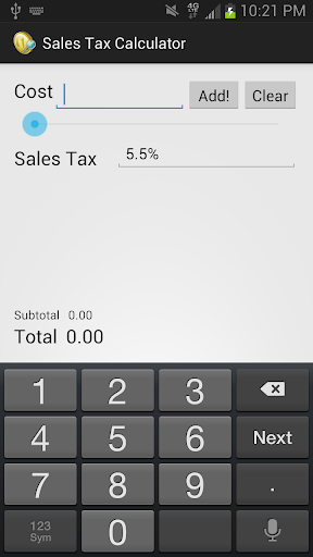 Mobile Sales Tax Calculator