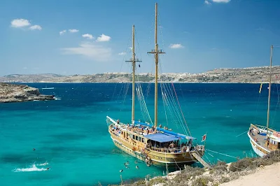 Blue Lagoon on the island of Comino, Malta.