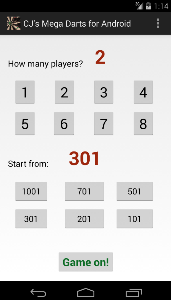 Android application Mega Darts screenshort