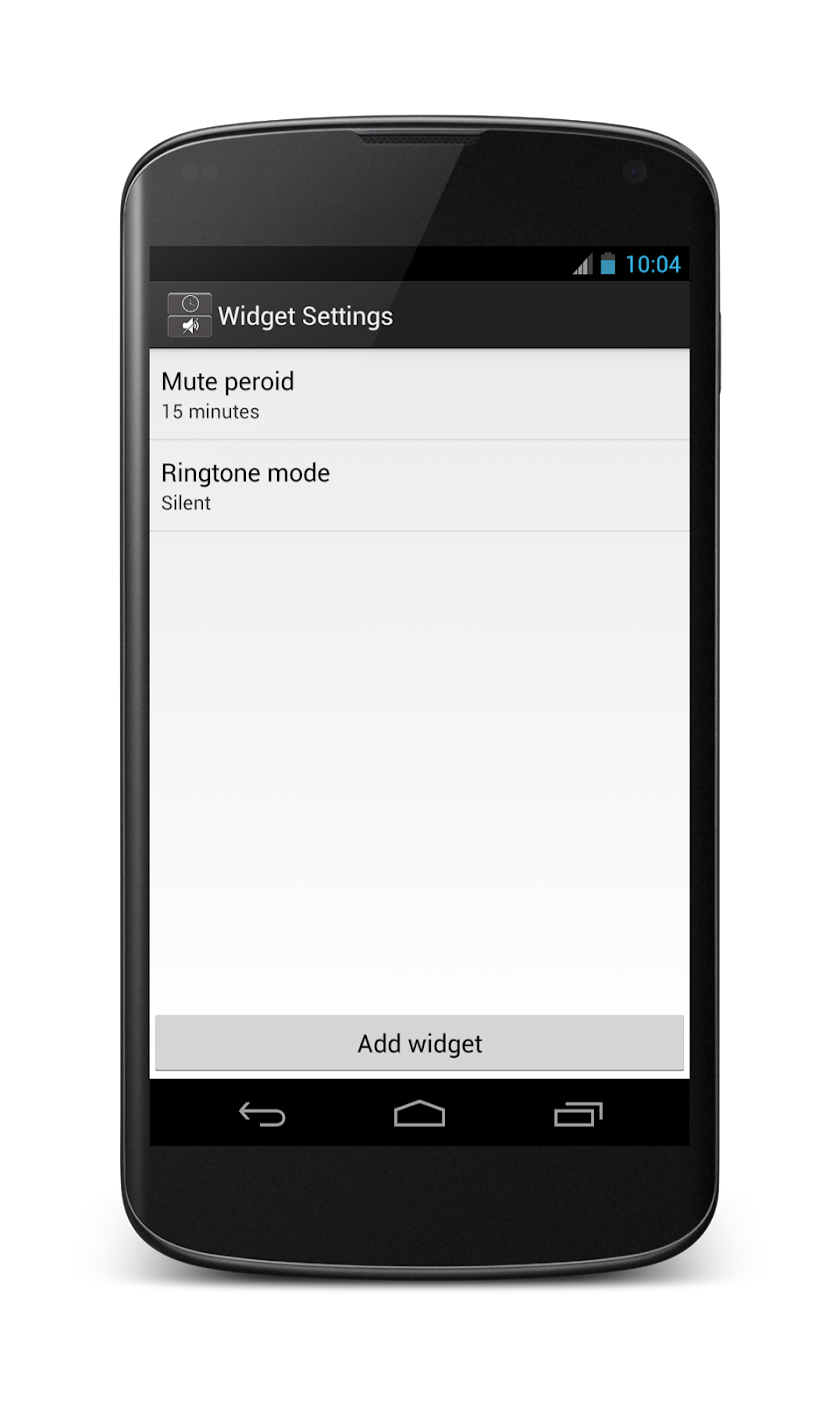 Mute Now! Widget Screen 2