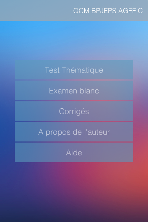 Android application QCM révision BPJEPS AGFF-C screenshort