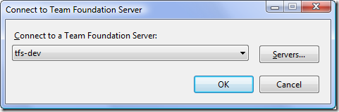 Connect to Team Foundation Server Dialog - Server Only Select - Initialized