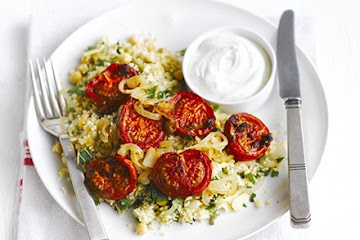 Harissa roasted tomatoes with couscous