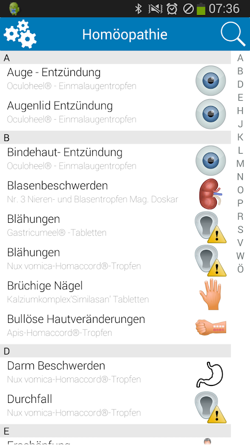 Android application Homöopathie Komplex screenshort