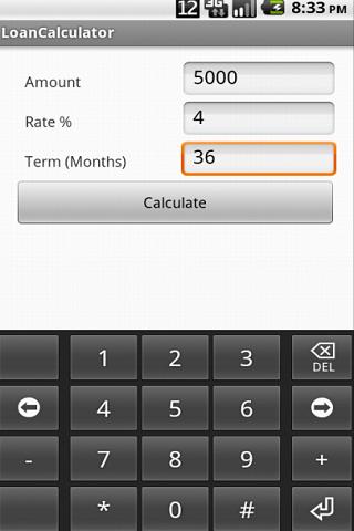 Loan Calculator Screen 2