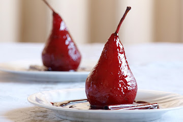 Red Wine Poached Pears