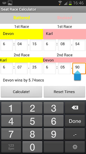 Rowing Seat Race Calculator