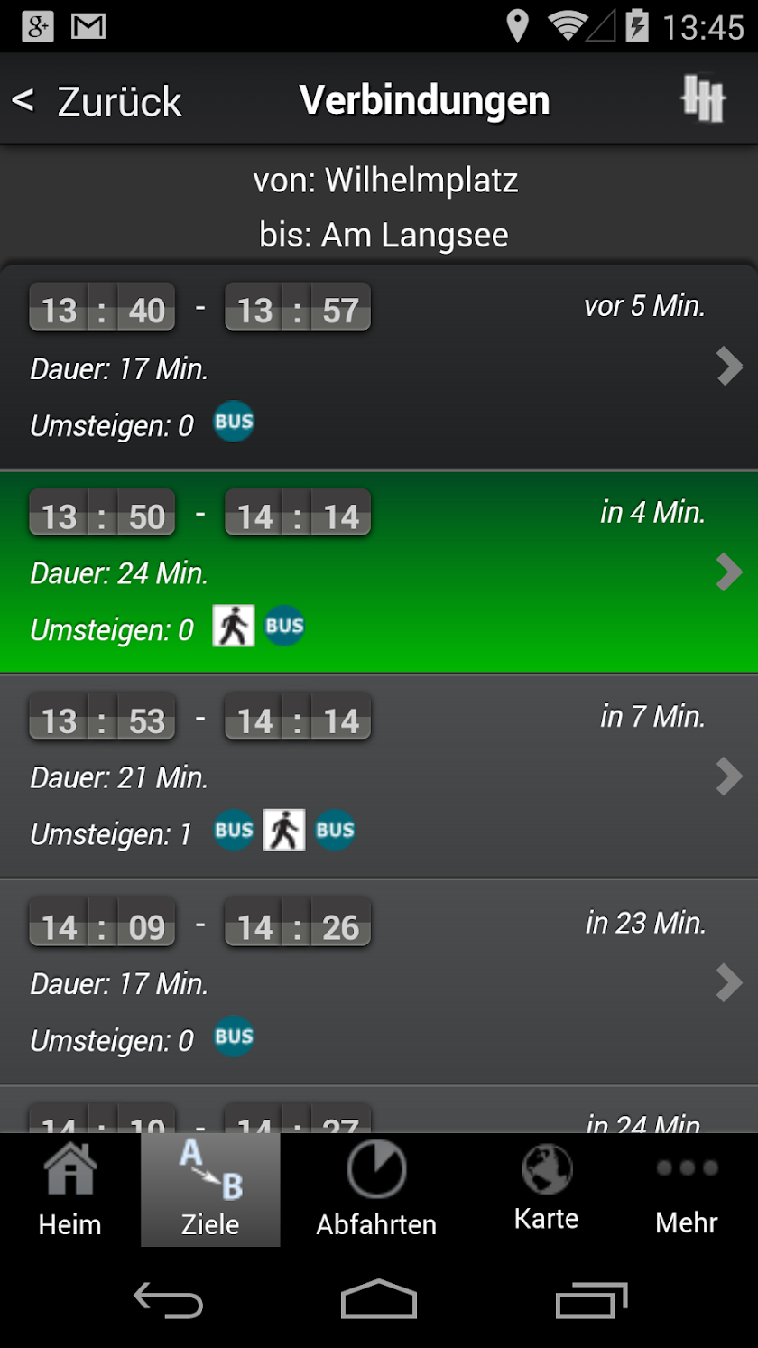 A+ Kiel Trip Planner Screen 3