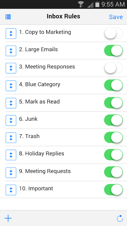 Android application Inbox Rules screenshort