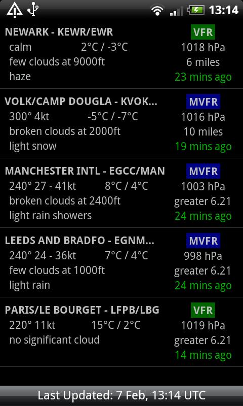 AirReport Pro - METAR &amp; TAF Screen 1