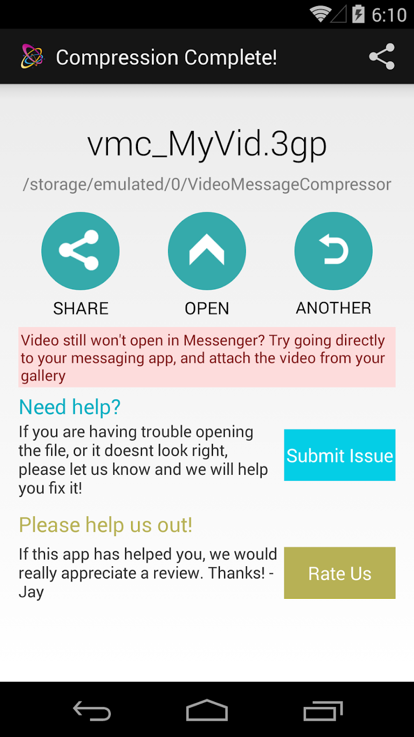 Video Message Compressor Screen 3