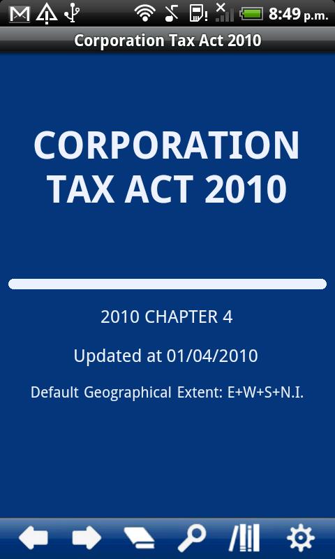 Corporation Tax Act 2010 Screen 1