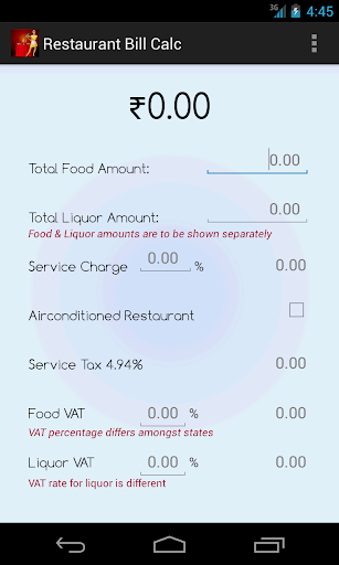 Indian Restaurant Bill Calc