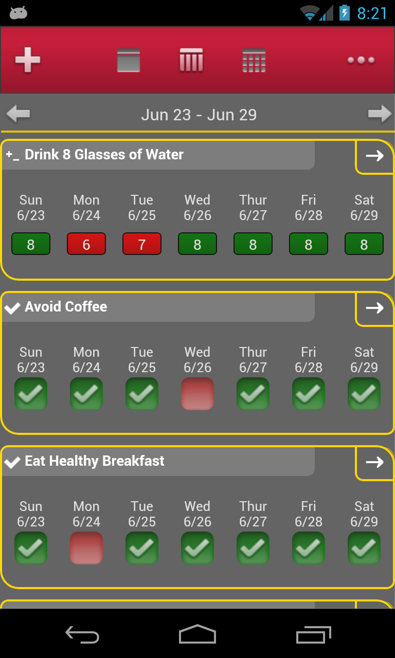 Healthy Habit Tracker Screen 2
