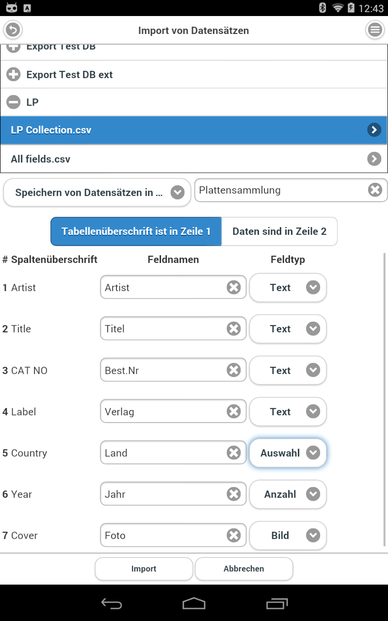 Android application Field Database (FDB) screenshort
