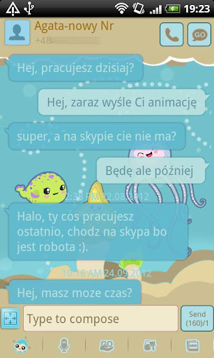 GO SMS Sweet Aquarium Theme