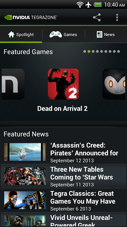 Android application NVIDIA TegraZone 2 screenshort
