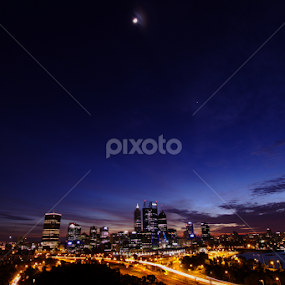 Pre-Dawn< Perth Western Australia by Dan Searle - City,  Street & Park Skylines