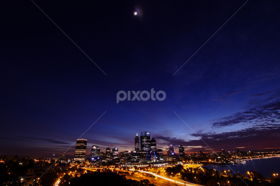 Pre-Dawn< Perth Western Australia by Dan Searle - City,  Street & Park Skylines