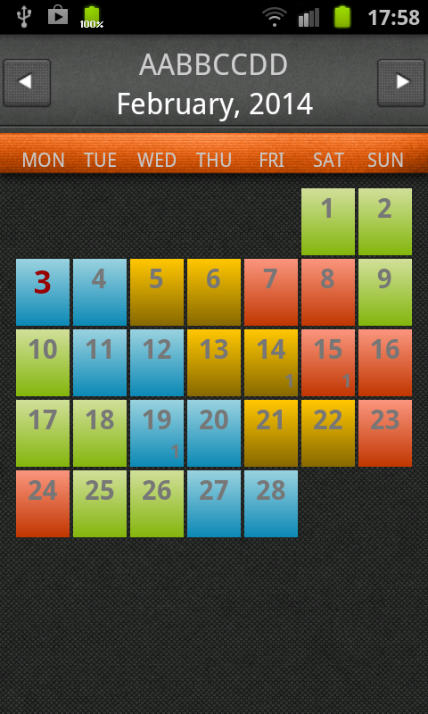 Android application Paramedic Rota Calendar screenshort