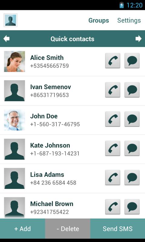 Quick Contacts PRO Screen 2